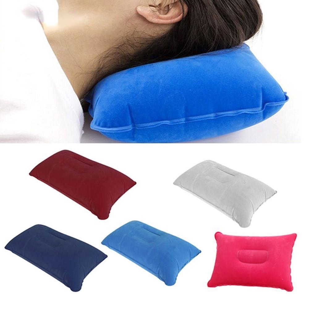 1Pcs Travel Car Hiking Camping Rest Flocking Cushion Inflatable Air Pillow Square