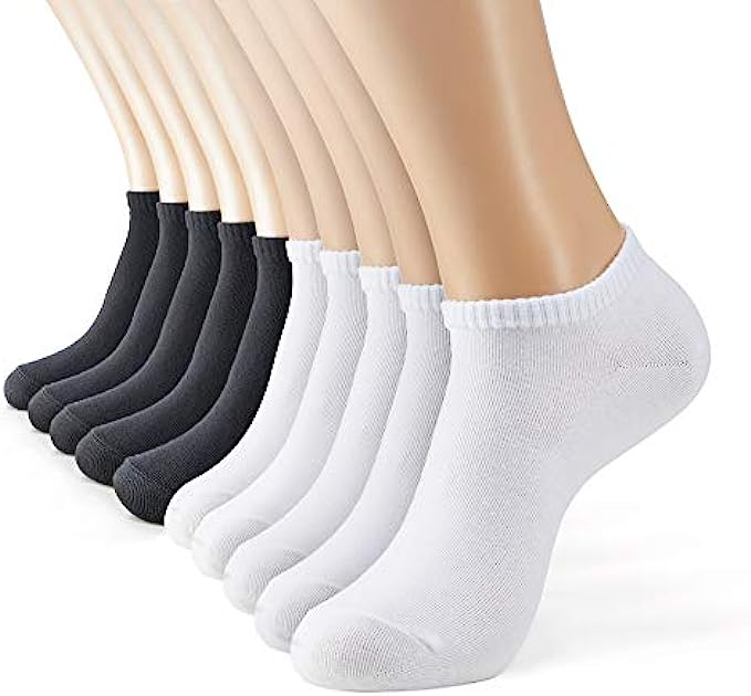 MONFOOT Women's and Men's 10-20 Pack Thin Cotton Low Cut Ankle Socks