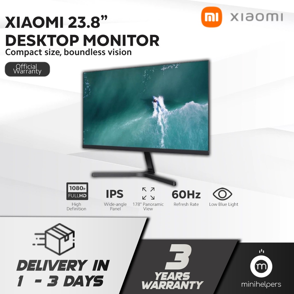 【READY STOCKS】3 YEAR WARRANTY Xiaomi Monitor 23.8-inch 1C Desktop Monitor | 1080P HD | IPS Wide-Angle Panel