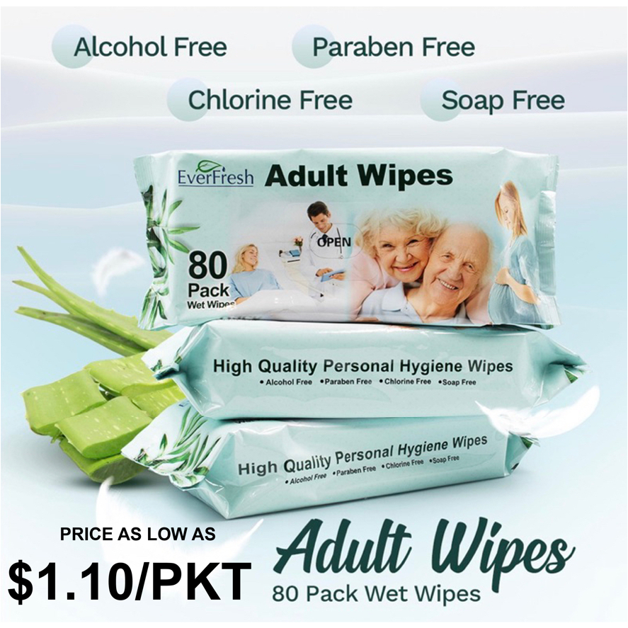 80PCS CHEAPEST Ⓒ EverFresh Adult XL Wet Wipes Big XL Large Size