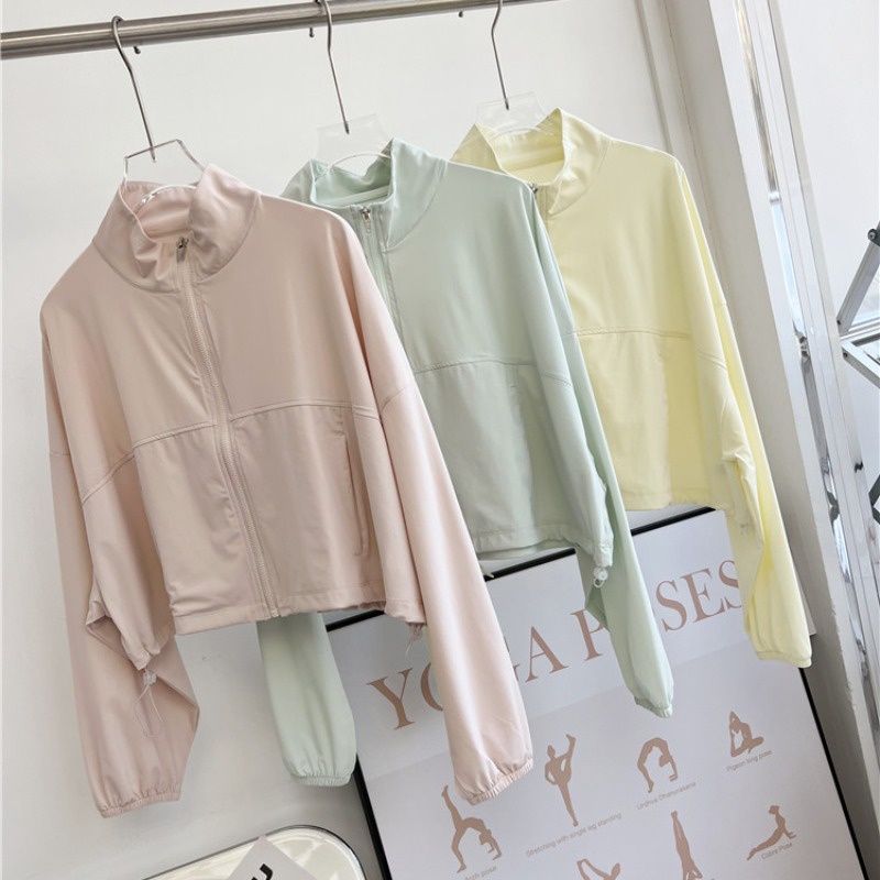 【YOGATRUTH】sports Top Standing Collar Cool Sunscreen Women's Fitness Jacket Loose Breathable