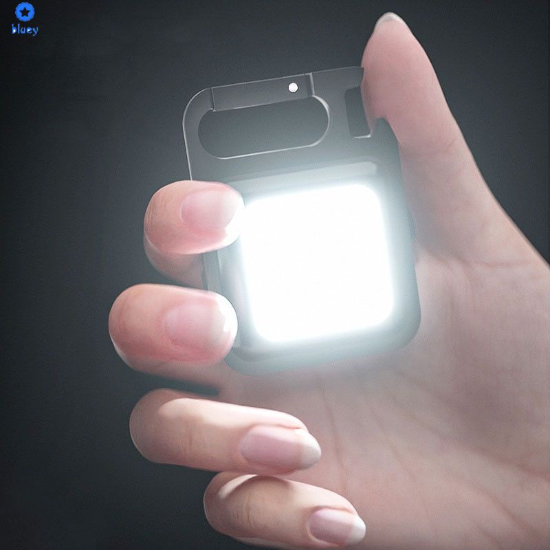 Flashlight Usb Rechargeable Torch Light Keychain Led Working Lamp Highlight Cob Lamp Outdoor Lighting Light 【bluey】