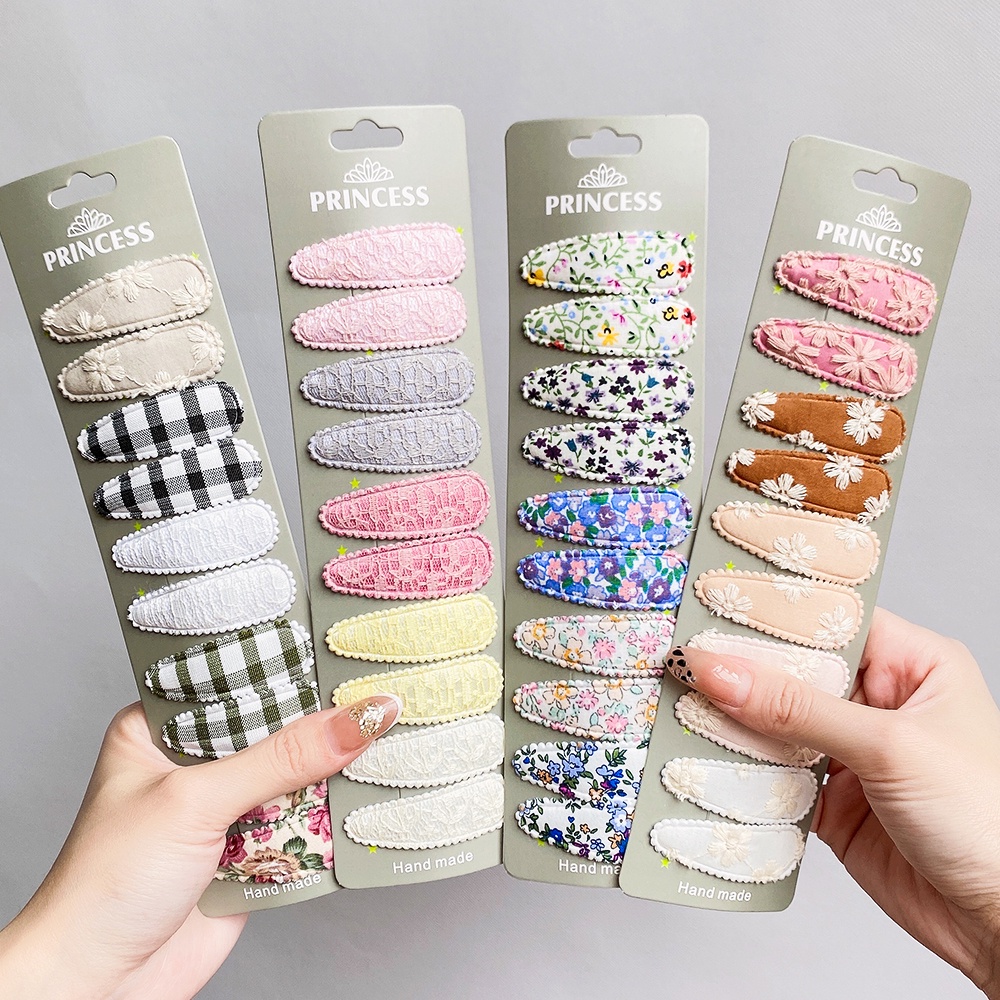 10Pcs/set 2.2inches Printed Waterdrop Shape Hair Clips for Cute Girls BB Hairpin Barrettes Headwear Kids Fashion Hair Accessories