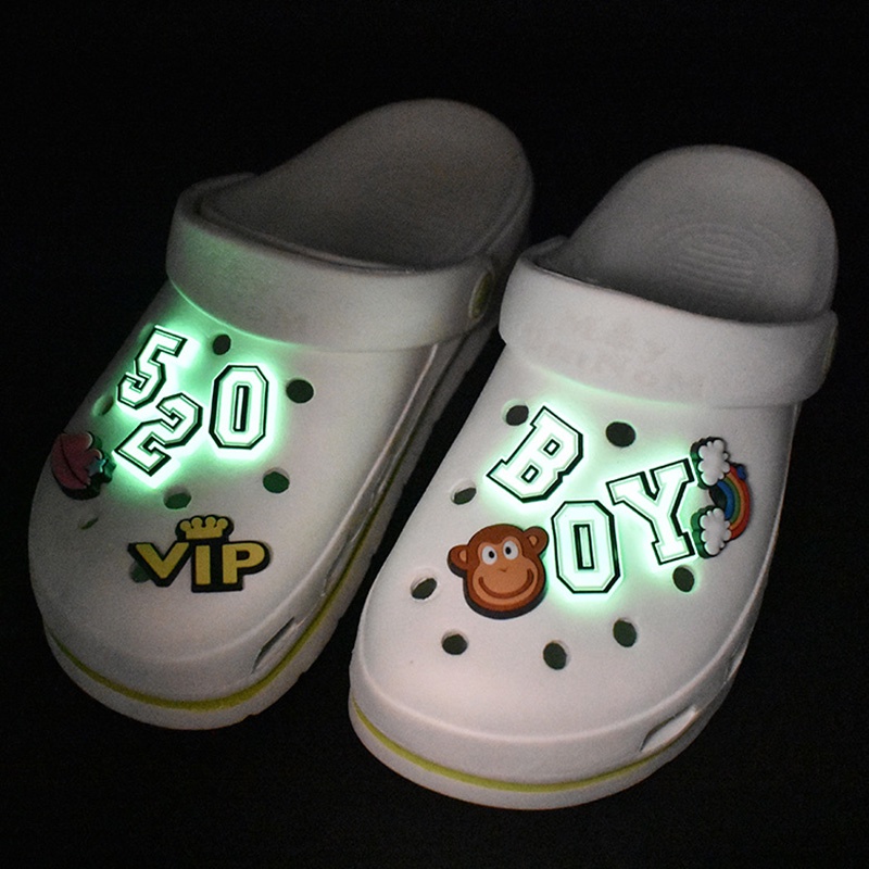 Shoe Charms Luminous letter PVC Charms Aceessories Clogs Buckle
