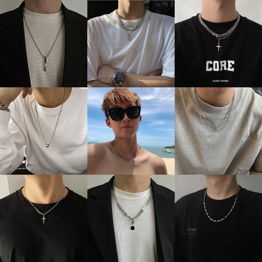 Love2Self Fashion Stainless Steel Necklace Silver Man Cross Chain Necklace For Men Short Necklace Storage Gift Box 55cm Collection MXL