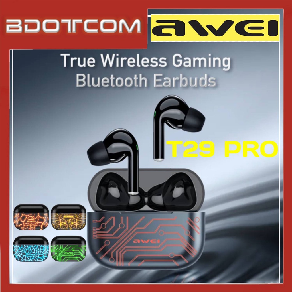 Awei T29 Pro TWS ENC Bluetooth earphone RGB Breathing Lights Bluetooth 5.1 IPX6 Waterproof Wireless Headset