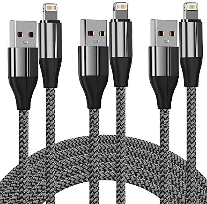 iPhone Charger Cable (3 Pack 10 Foot), [MFi Certified] 10 Feet Nylon Braided Lightning Cable, iPhone Charging Cord USB Cable Compatible with iPhone 11/Pro/X/Xs Max/XR/8 Plus /7 Plus/6/ iPad