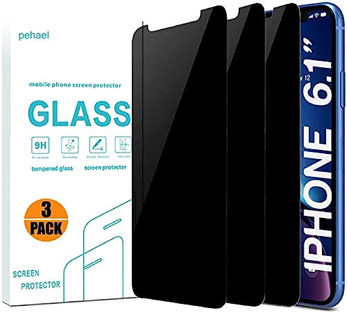Pehael [3 Pack] Privacy Screen Protector for iPhone 11/iPhone XR Anti-Spy Tempered Glass Film Upgrade 9H Hardness Case Friendly Easy Installation Bubble Free 3D Touch Support [6.1 inch]