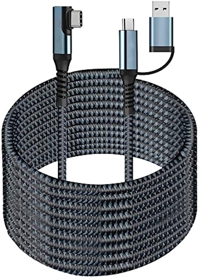 SUMPK VR Link Cable 20FT Compatible for Oculus Quest 2, USB 3.2 Type C to C 5Gbps High Speed Data Transfer & Fast Charging Cord for Virtual Reality Headset and PC Gaming