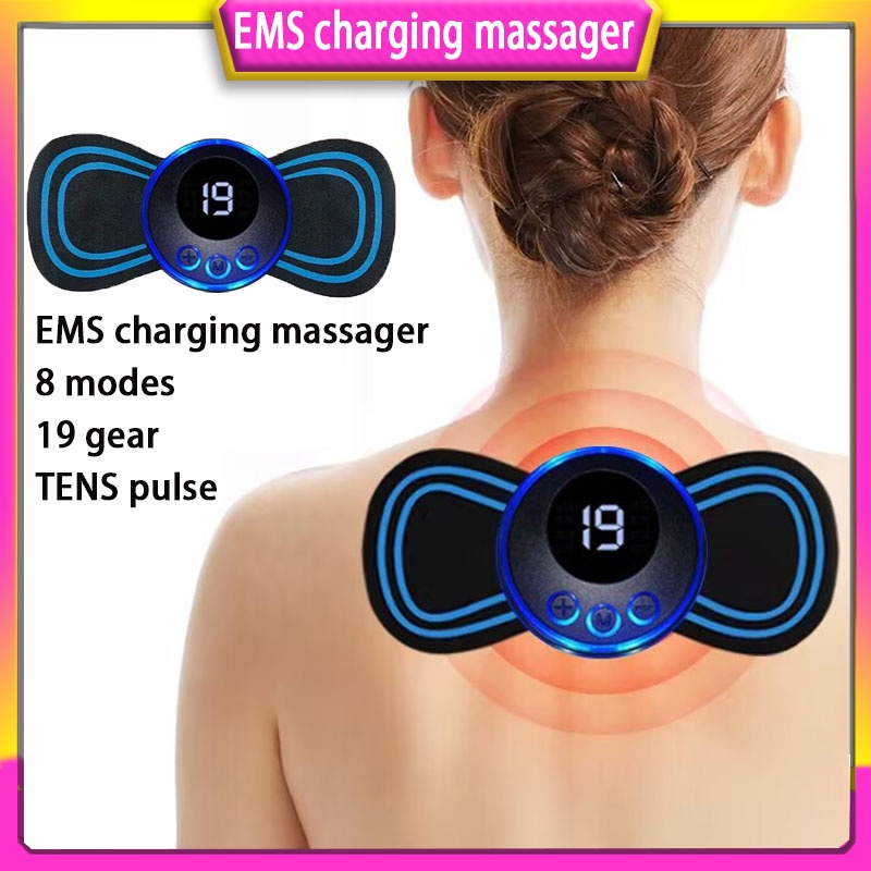 EMS Cervical Massage Stickers USB Rechargeable Stimulator Neck Hump Vertebra Physiotherapy Instrument Muscle Relief Pain Gel Pads Body Massager