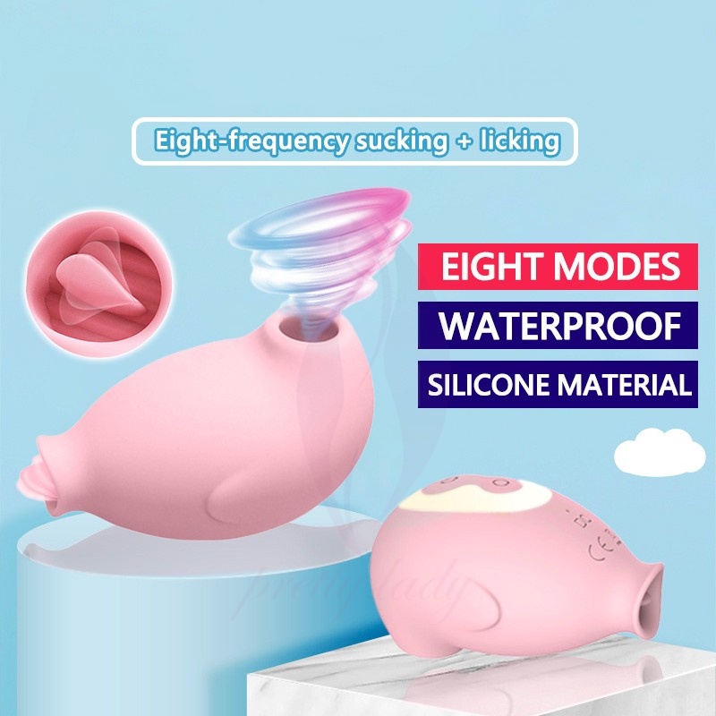 [SG Stock]Little Penguin adult female sex G-spot Massage vibrator toy has two functions: sucking and licking