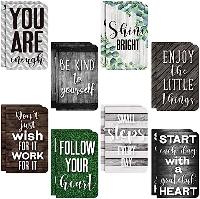 16 Pieces Inspirational Notepads Mini Motivational Journal Notebook Small Pocket Notepads Modern Farmhouse Words Notebooks Set for School Office Travel Home Present Supplies, 8 Styles (Vintage Style)