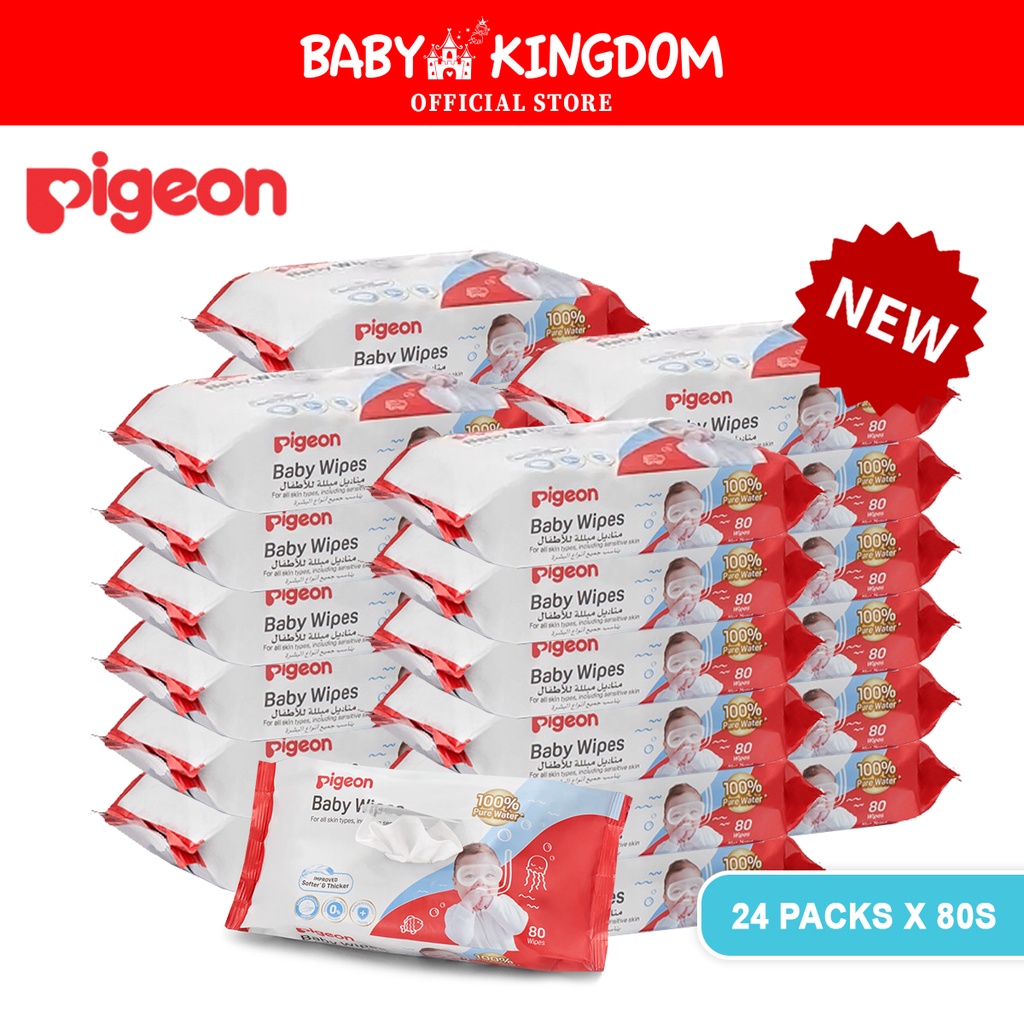 Pigeon Baby Wet Wipes 100% Pure Water 80pcs - Baby Kingdom