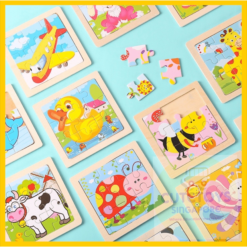 9 Pieces Montessori Children's Wooden Puzzle Grasp Board