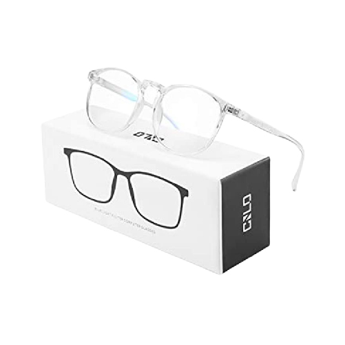 CNLO Blue light blocking Glasses,Computer Glasses,Radiation protection Gaming Glasses,For UV Protection, Anti Eyestrain,Lightweight Frame Eyewear,Men/Women (Crystal)