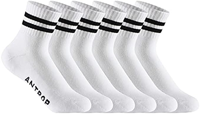 Antrop WoMen Quarter Crew Cotton Heel Tab Athletic Running Cushion Socks (6 Pairs)