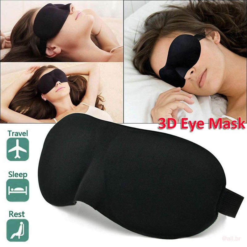 Comfortable, soft and opaque 3D portable eye mask for sleep/travel, black