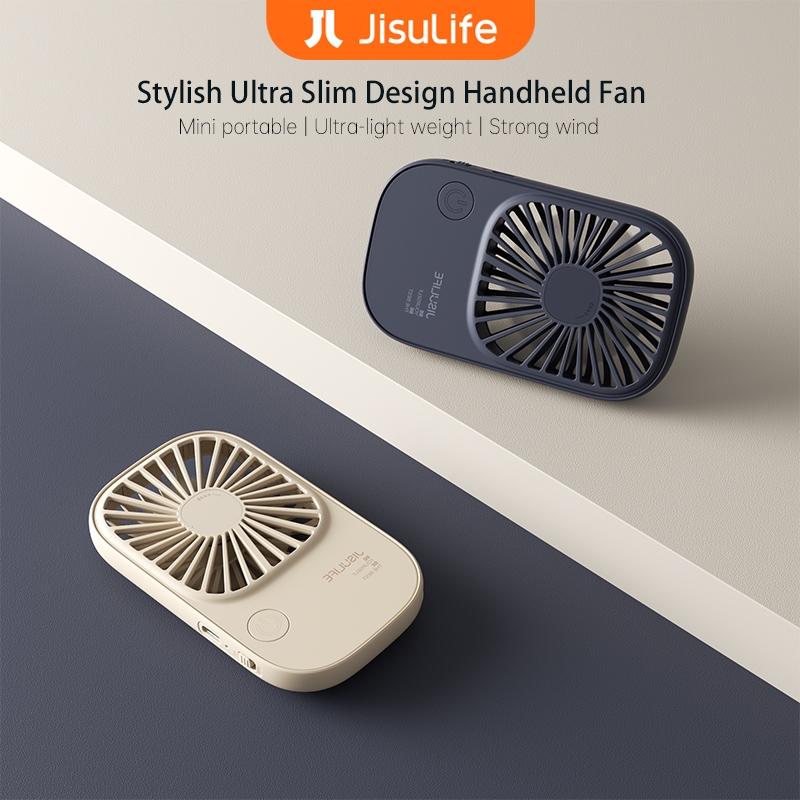 JISULIFE Pocket Mini Fan Portable Handheld Slim Safety Lock 3 Speeds Strong Wind Free Landyard