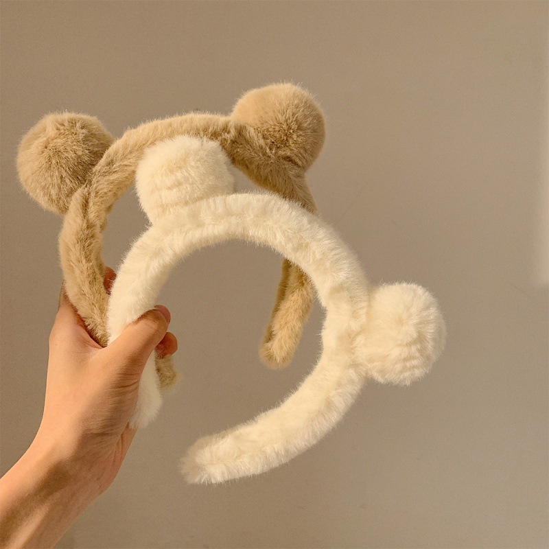 Cute plush bear ears hair hoop female cartoon bundle head jewelry