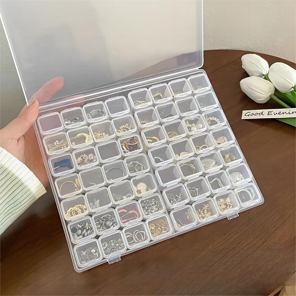 56 Grid Plastic Transparent Mesh Organizer Box Bead Storage Containers for Ring Earrings Stud Earrings Accessories
