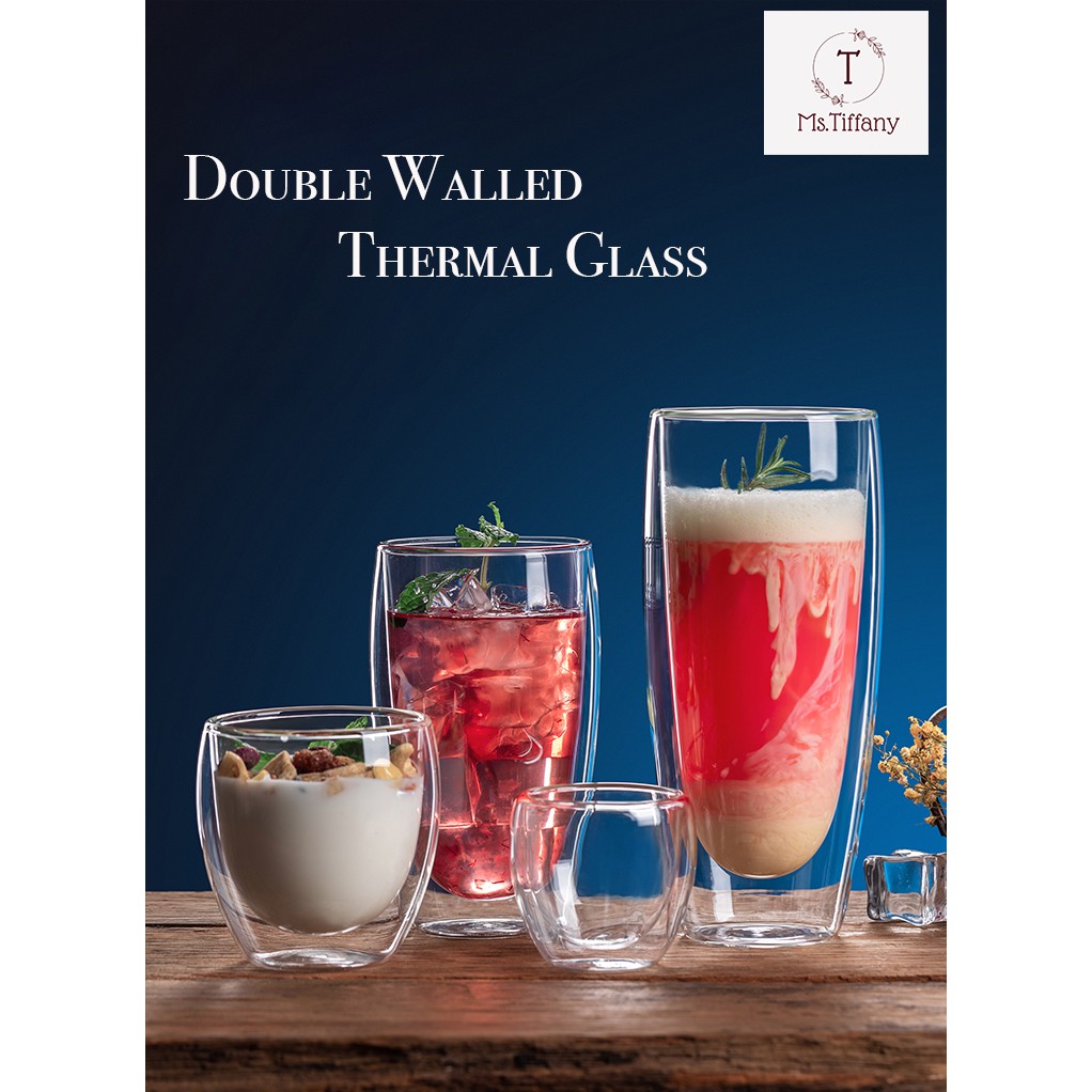 [SG Stock] Double Wall Insulated Drinking Glass Cup Coffee Tea 80ML/250ML/350ML/450ML/650ML