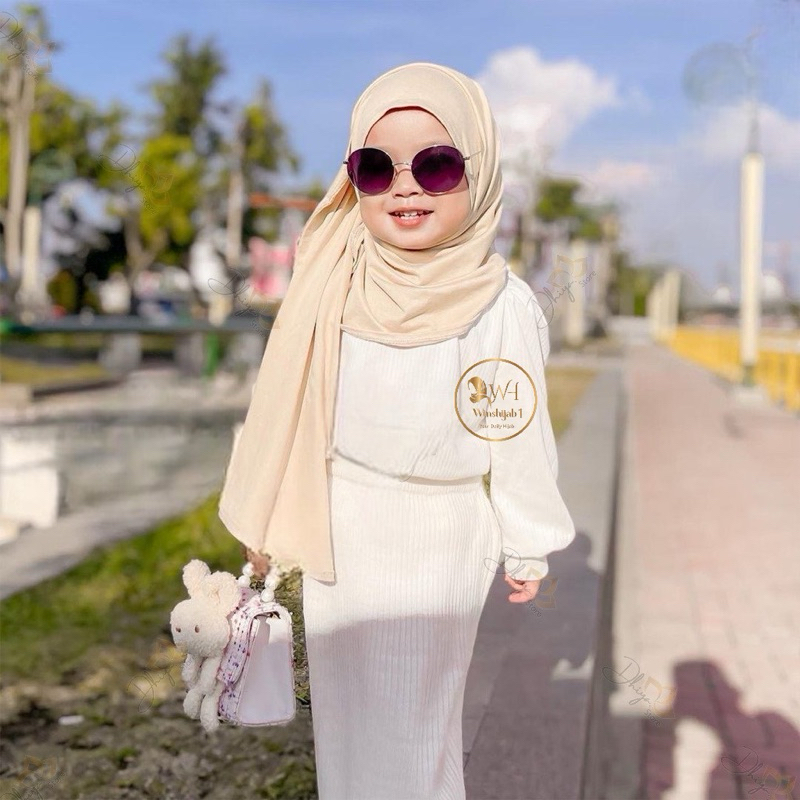 Instant Pashmina Hijab Buttons ank 2-7 Years/Hijab Pashmina Buttons Kids Jersey Premium