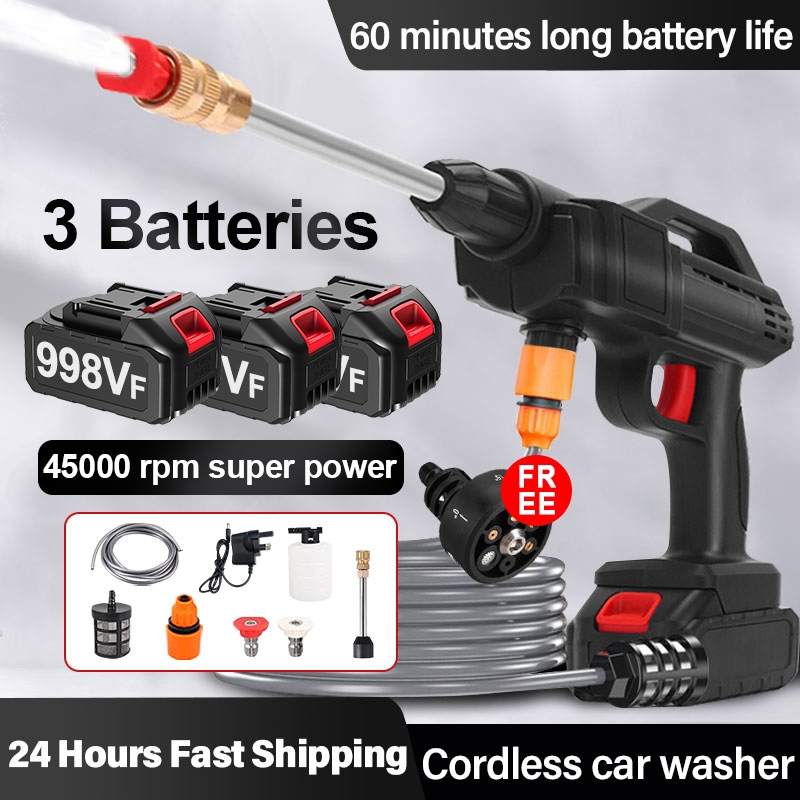 Cordless Water Jet 998VF Lithium Battery Car Washer High Pressure Home Portable Outdoor Wash Car高壓水槍