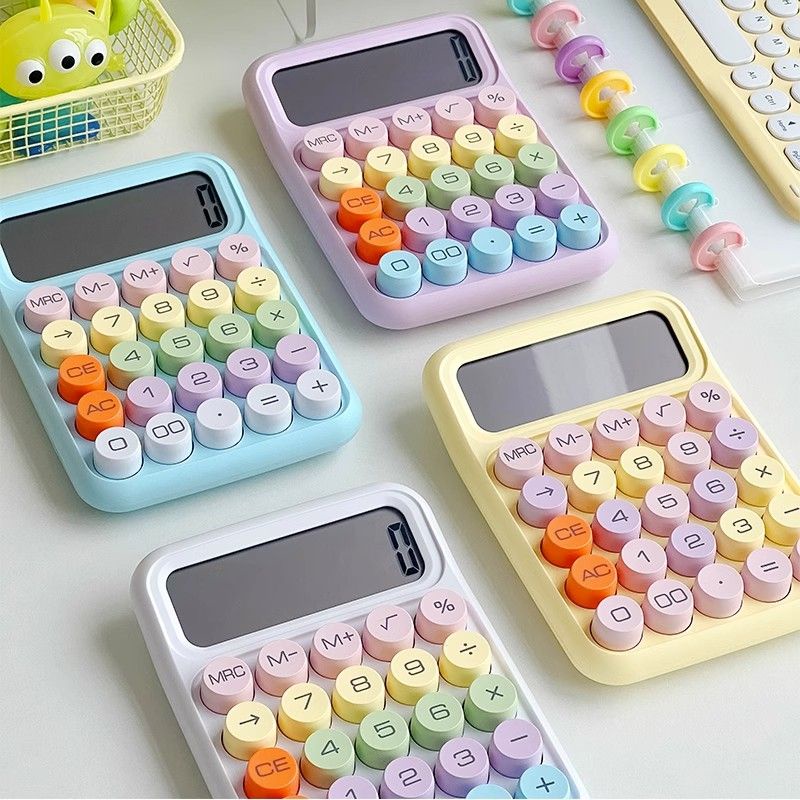 Morandi Color Calculator 12 Digits Large Display Mechanical Dot Keyboard Big Button School&Office Stationery