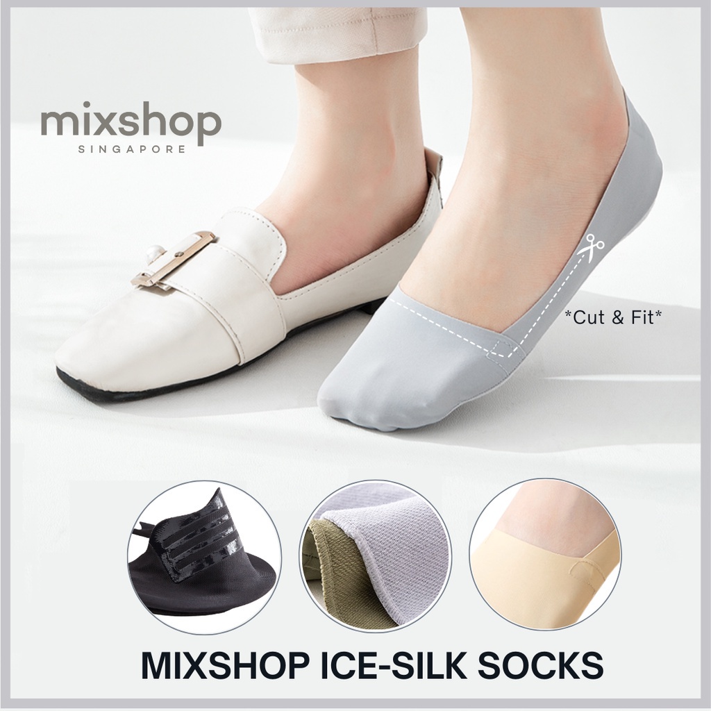 mixshop Ice Silk Socks, Non-slip Seamless Invisible Boat Socks [SG READY STOCK]