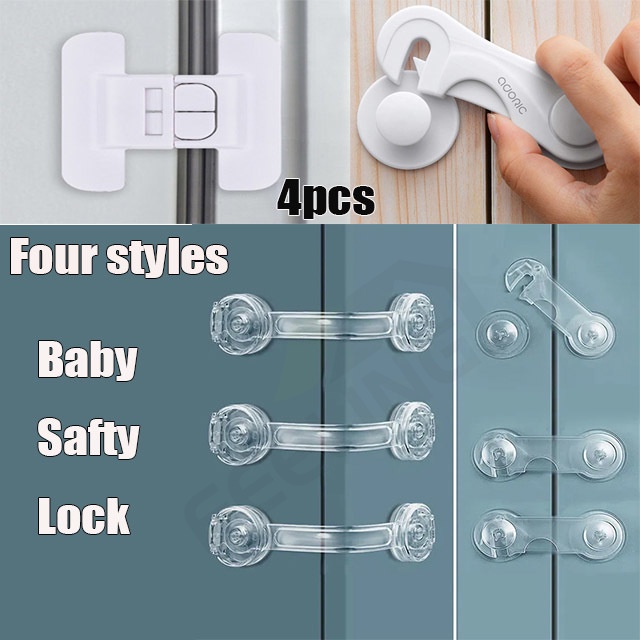 FEELING?4PCS Baby Safety Lock,Baby Child Safety Lock Refrigerator Door Lock,Home Drawer Cabinet Door Fridge Open Close Children Protection Lock