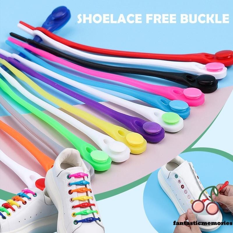 12PCS Silicone Shoelace Sneakers Laces Shoes Accessories Round Waterproof Elastic Shoelaces No Tie Lazy Shoe laces no laces