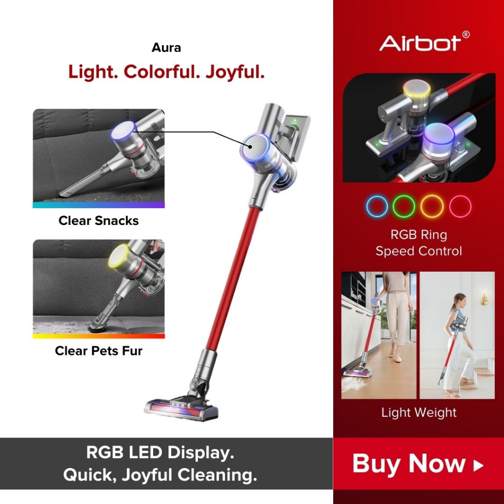 [Ready Stock] Airbot Supersonics Aura 19000Pa, Smart Cordless Handheld Stick Portable Wireless Car HEPA Vacuum