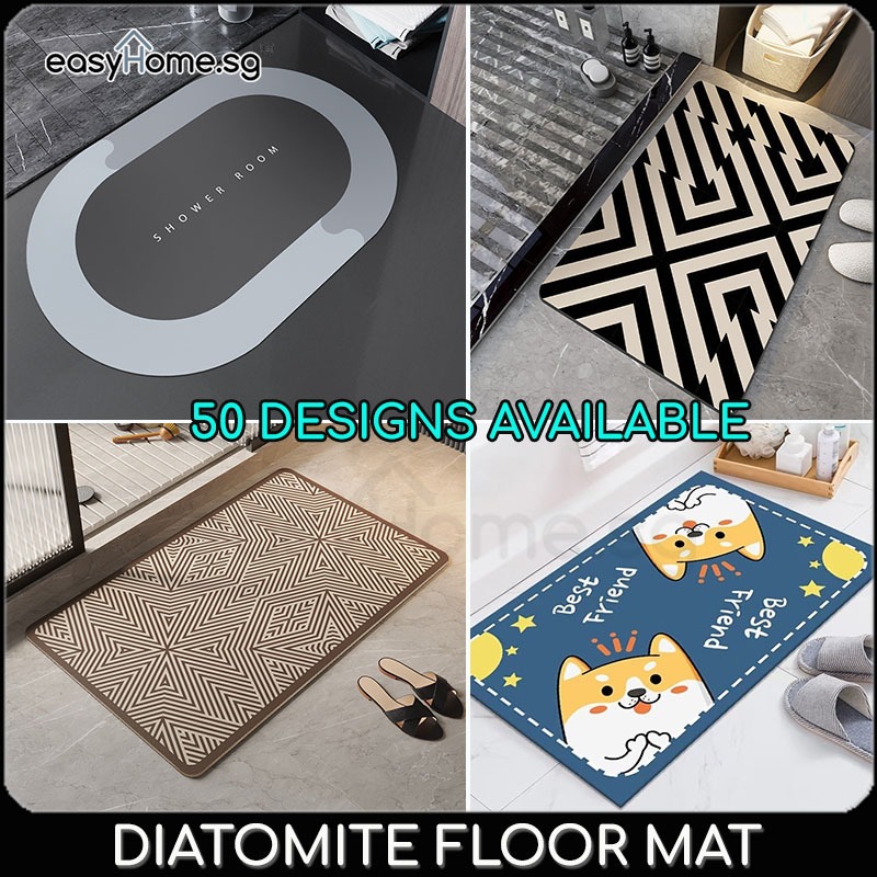 Easyhome.sg Shower Room Mat Diatomite Mud Floor Mat Absorbent Quick Dry Kitchen Mat Non-Slip Bathroom Carpet Rug