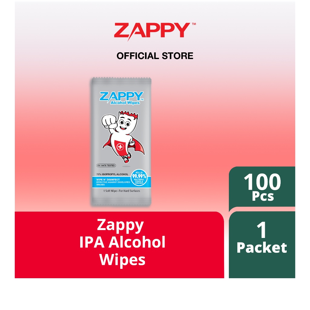 Zappy IPA Alcohol Wipes 1s x 100 Sheets