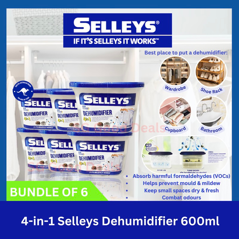 $1.65 per Piece! [Bundle of 6 Pcs] x 600ml Selleys Charcoal Dehumidifier Moisture Absorber New Packaging