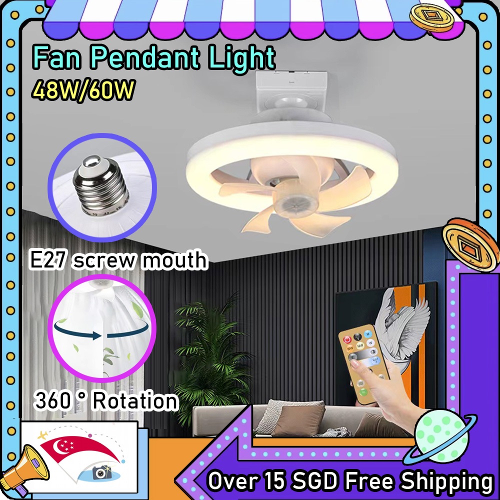 SG SELLER Ceiling Fan Light Adjustable Three Different Brightness And Wind Speeds Shakeable Head Fan With Light風扇燈